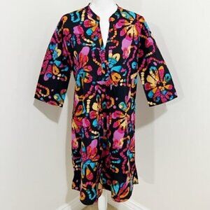 KikiSol Dress Tunic Cover-Up Colorful Floral Cotton